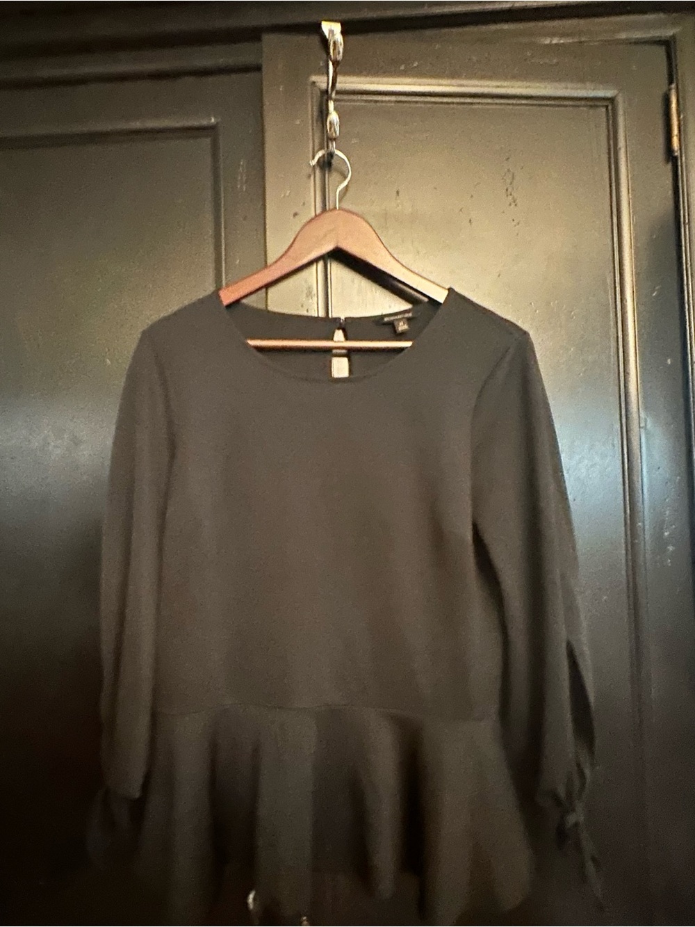 Banana Republic Black Long-Sleeve Peplum Top